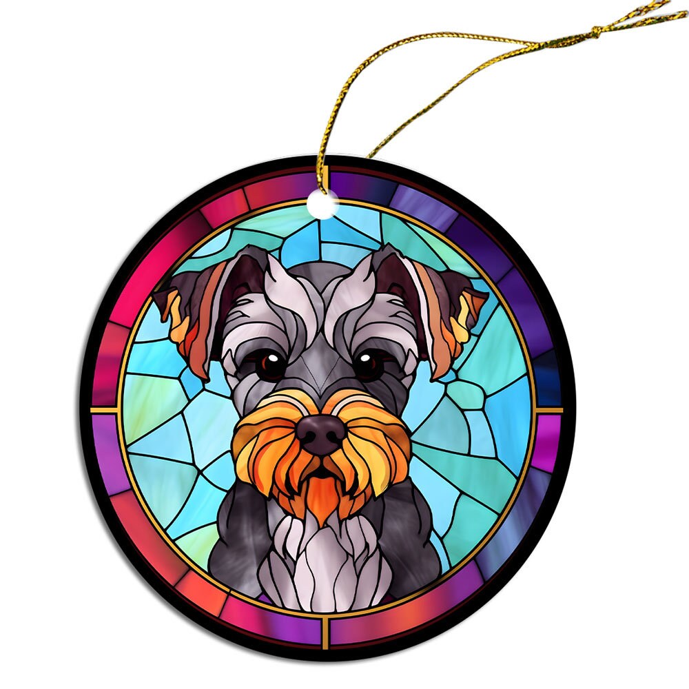 Dog Breed Christmas Ornament Stained Glass Style, 