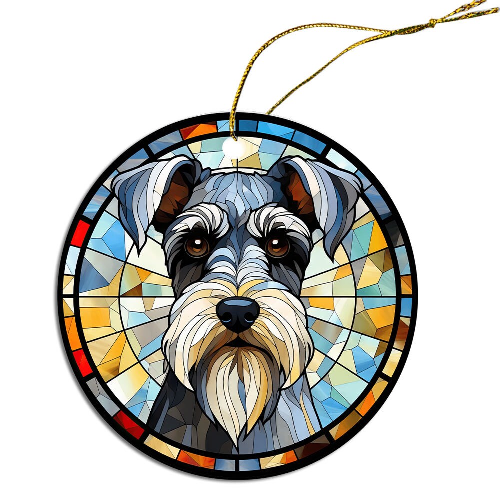 Dog Breed Christmas Ornament Stained Glass Style, 