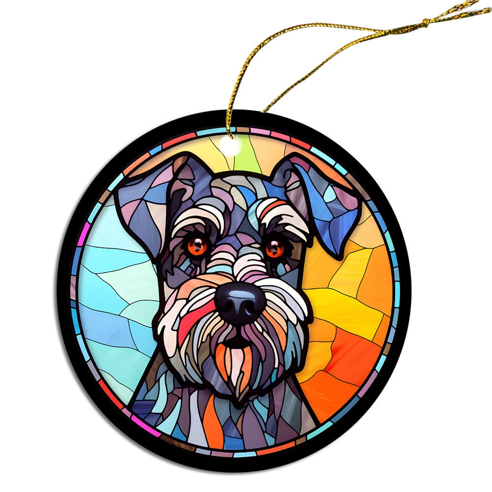 Dog Breed Christmas Ornament Stained Glass Style, 