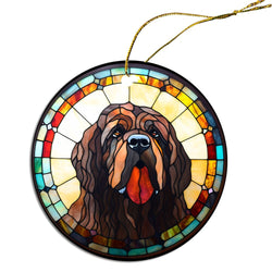 Dog Breed Christmas Ornament Stained Glass Style, "Newfoundland"