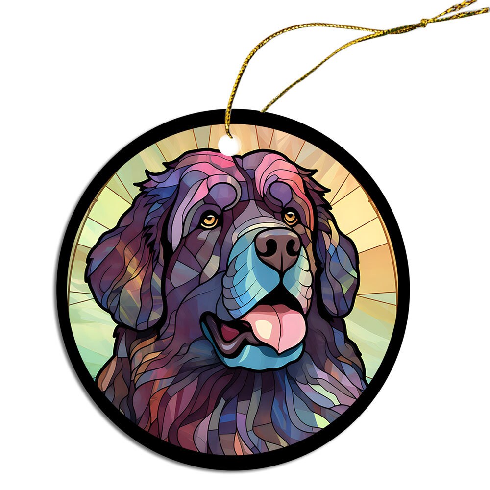 Dog Breed Christmas Ornament Stained Glass Style, 