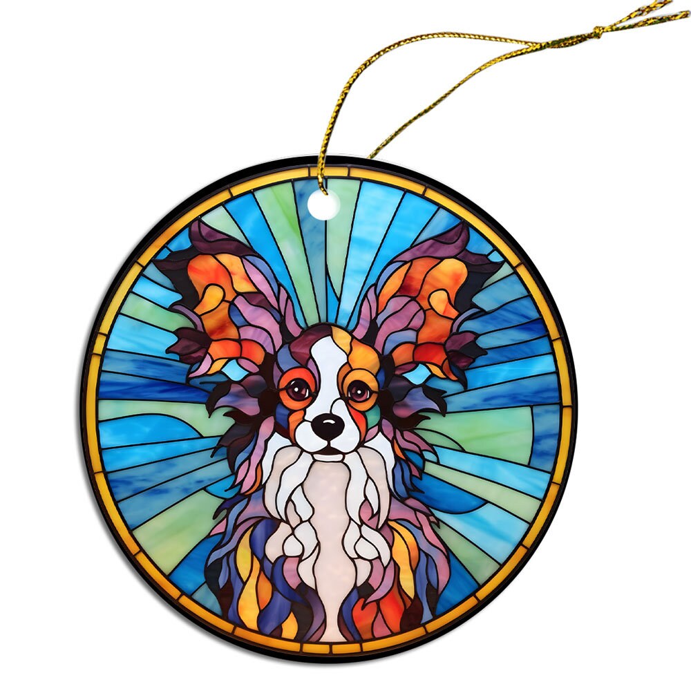 Dog Breed Christmas Ornament Stained Glass Style, 