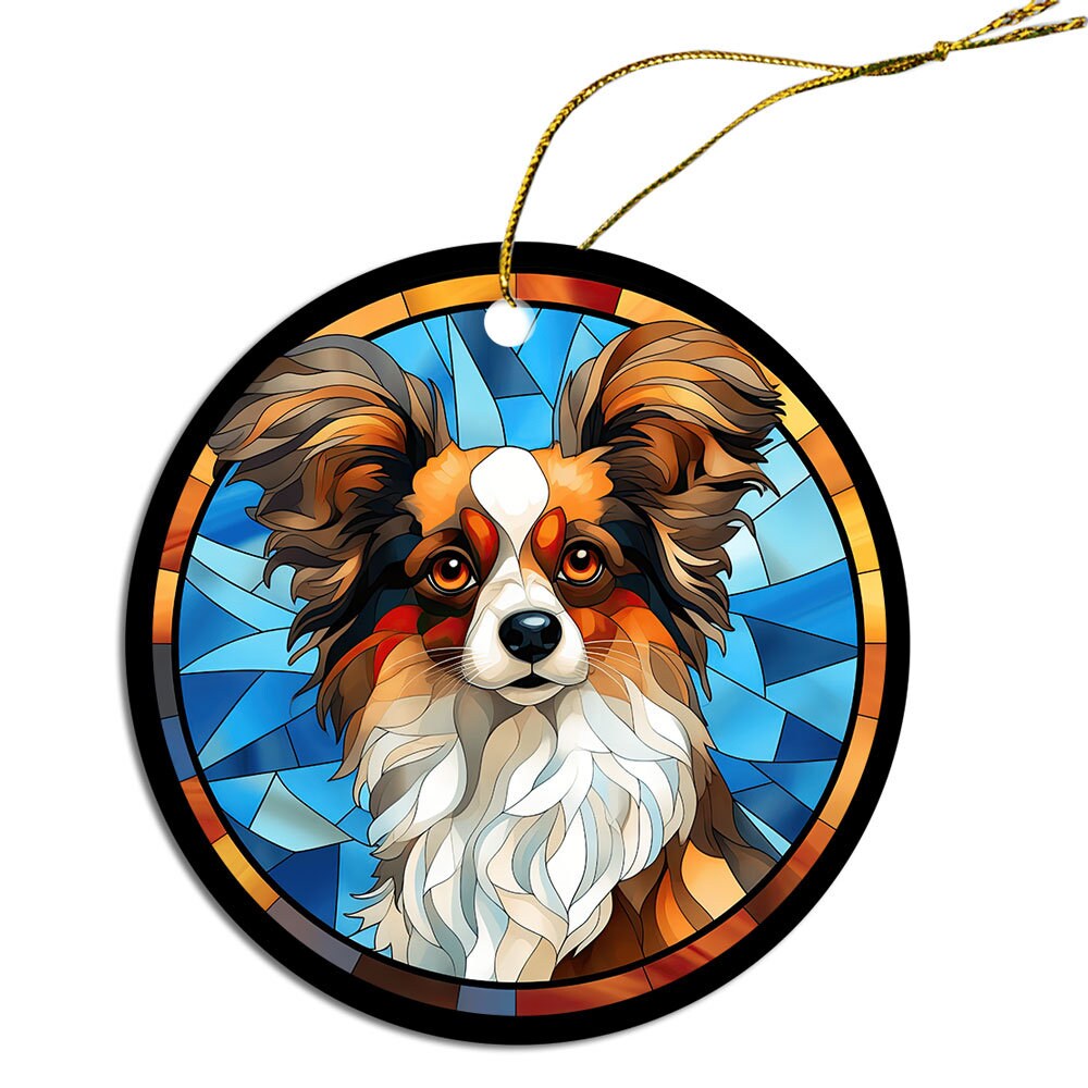 Dog Breed Christmas Ornament Stained Glass Style, 