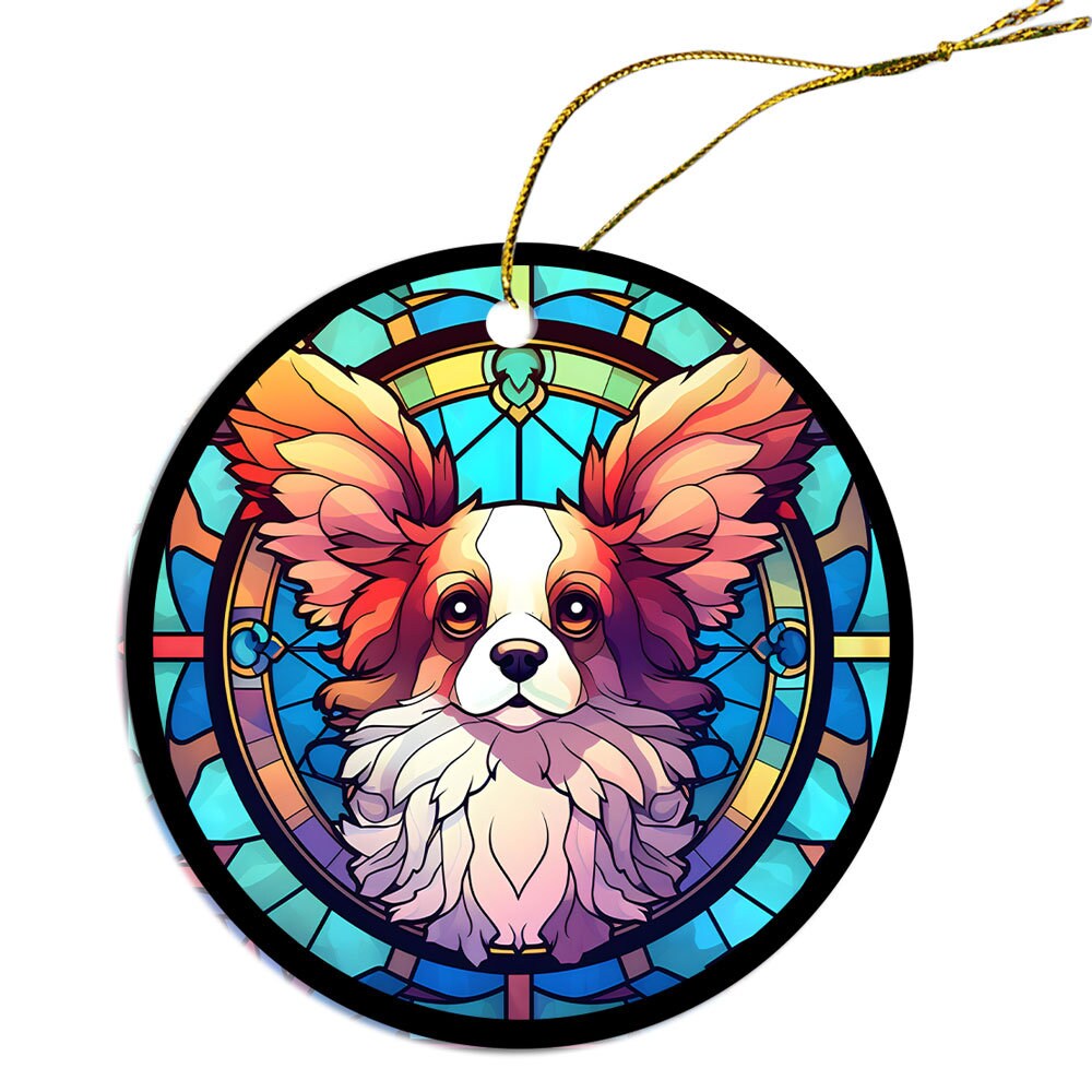 Dog Breed Christmas Ornament Stained Glass Style, 