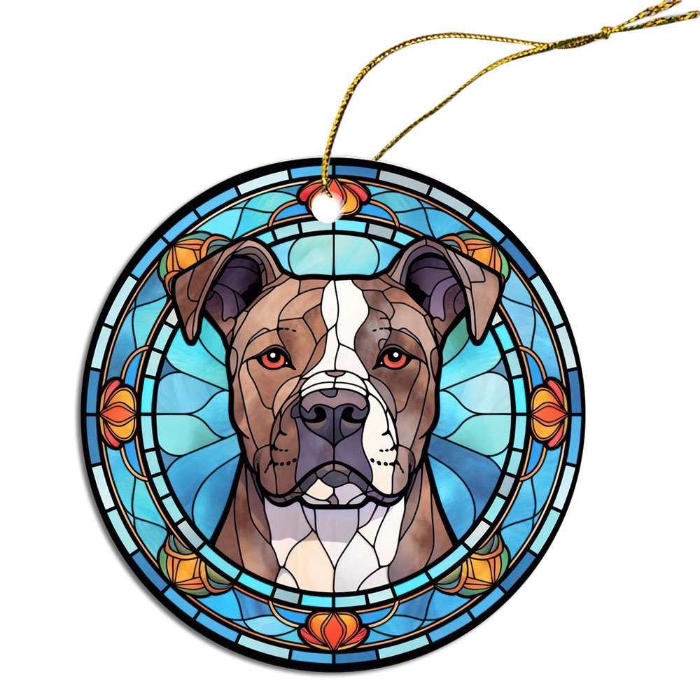 Dog Breed Christmas Ornament Stained Glass Style, 