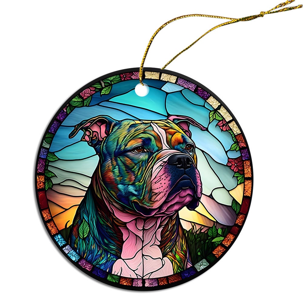 Dog Breed Christmas Ornament Stained Glass Style, 