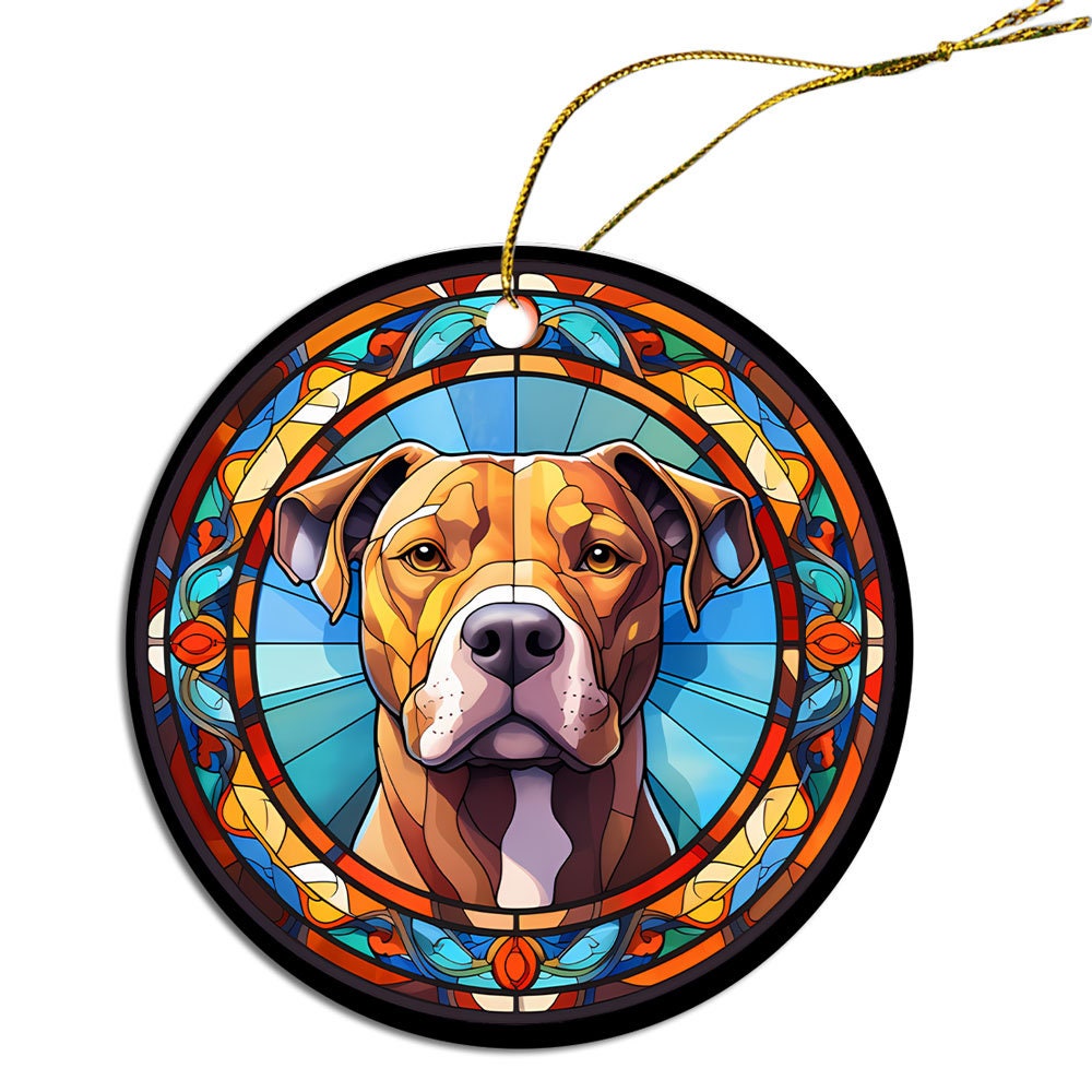 Dog Breed Christmas Ornament Stained Glass Style, 