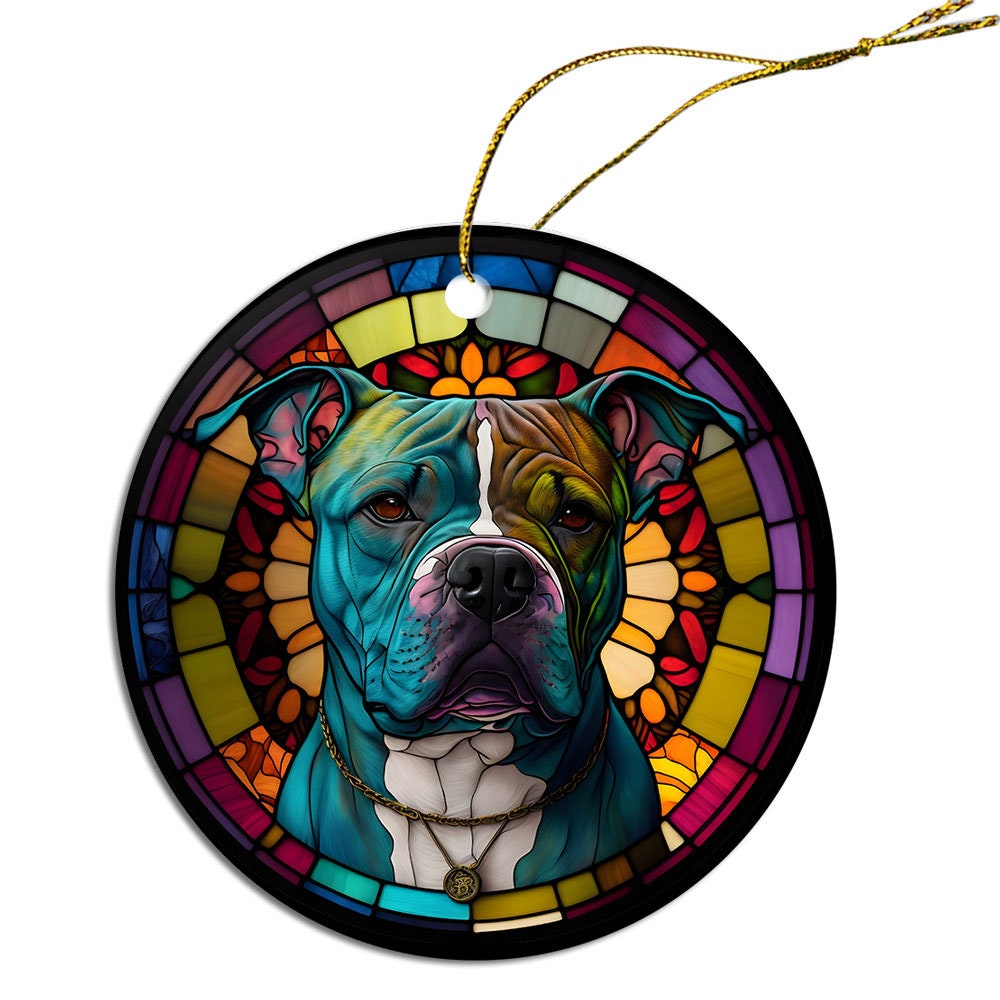 Dog Breed Christmas Ornament Stained Glass Style, 