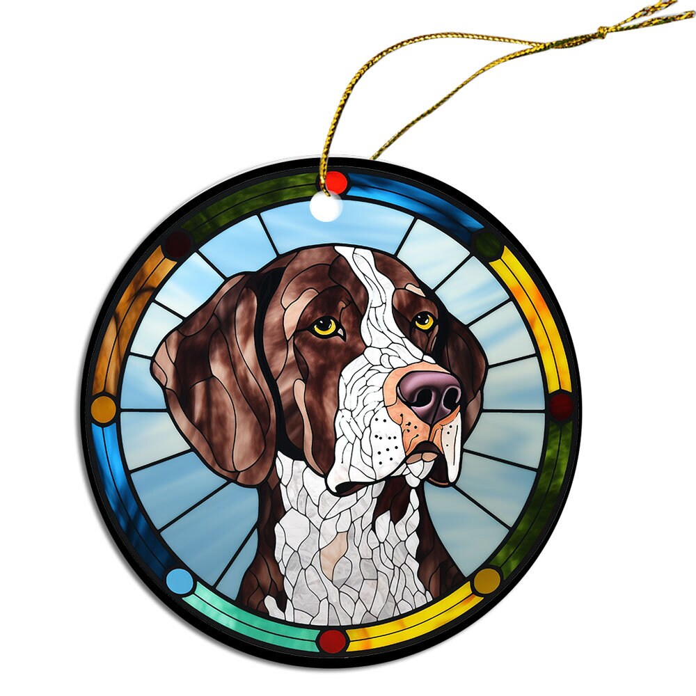 Dog Breed Christmas Ornament Stained Glass Style, 