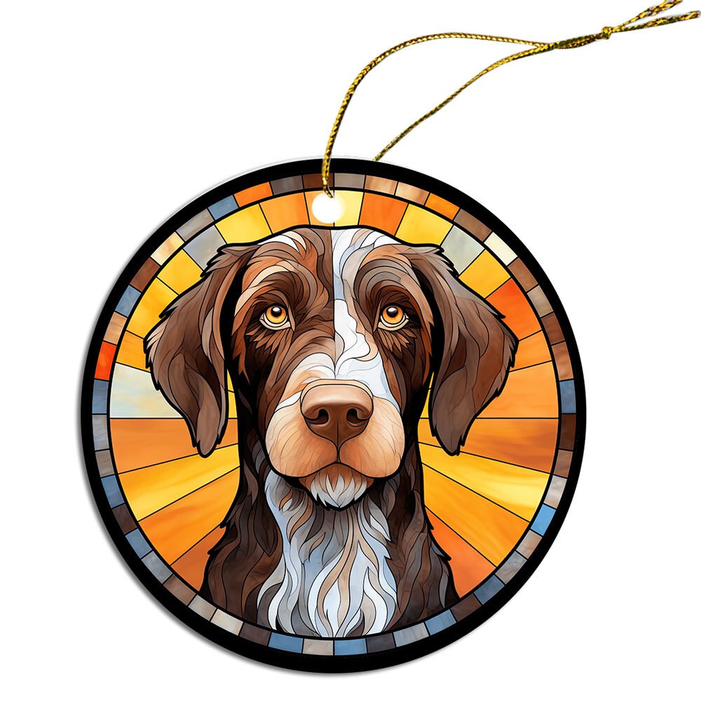 Dog Breed Christmas Ornament Stained Glass Style, 