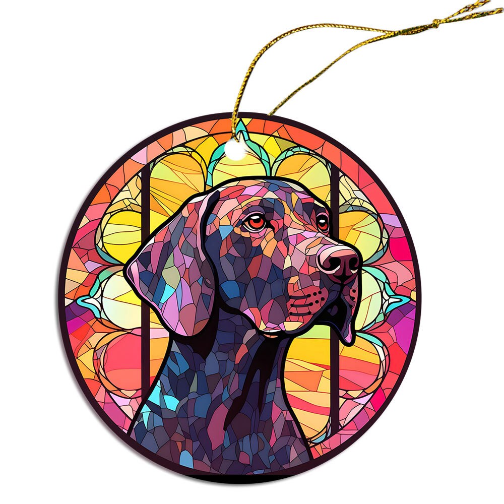 Dog Breed Christmas Ornament Stained Glass Style, 