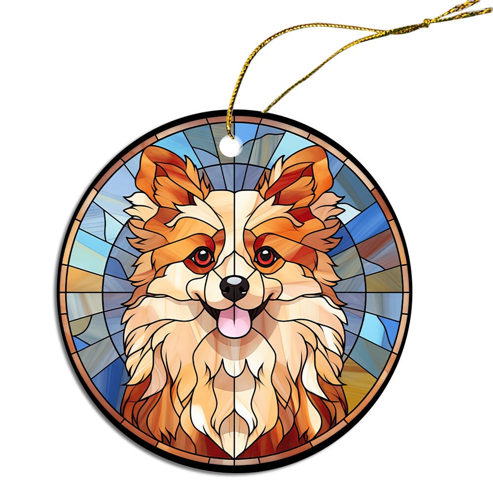 Dog Breed Christmas Ornament Stained Glass Style, 