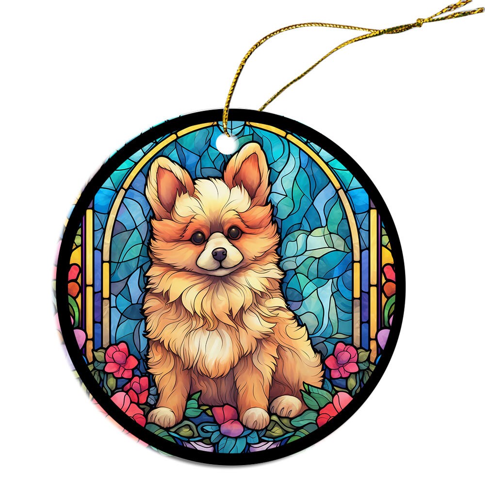 Dog Breed Christmas Ornament Stained Glass Style, 