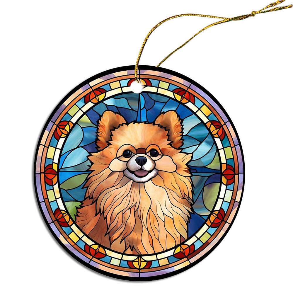 Dog Breed Christmas Ornament Stained Glass Style, 