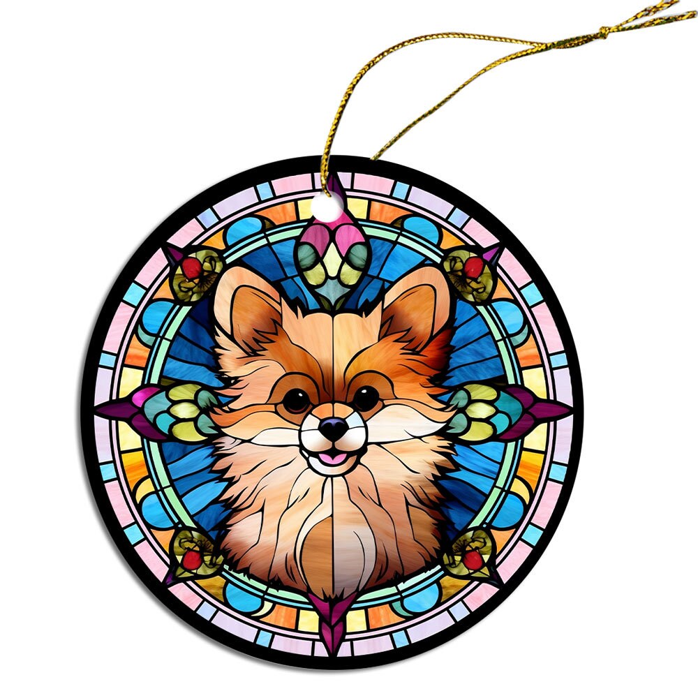 Dog Breed Christmas Ornament Stained Glass Style, 