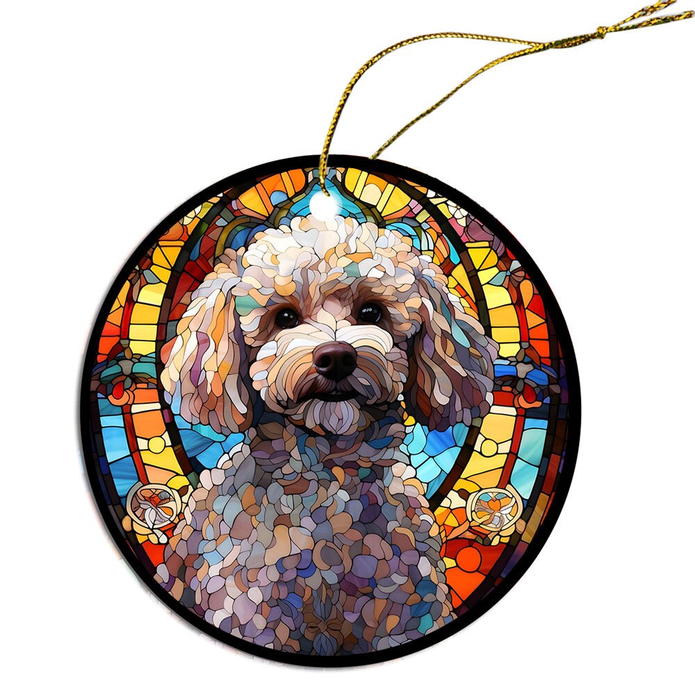 Dog Breed Christmas Ornament Stained Glass Style, 