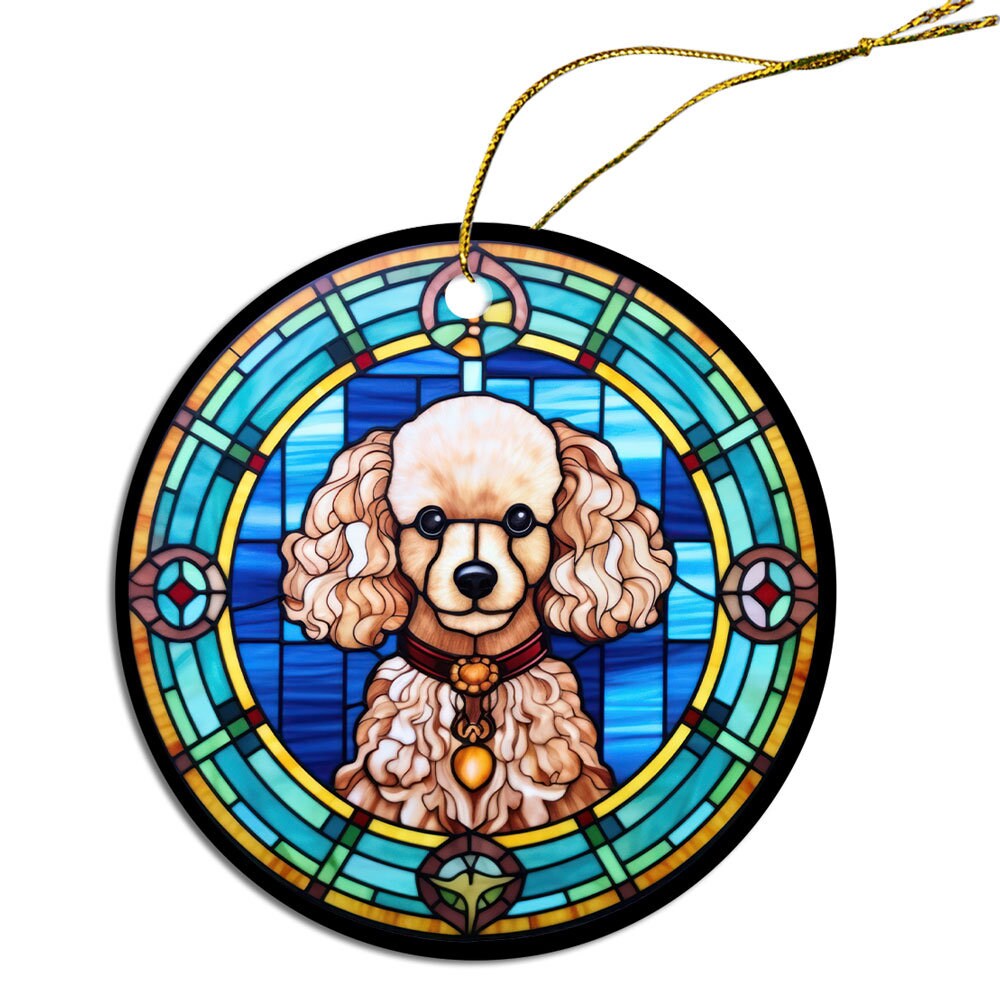 Dog Breed Christmas Ornament Stained Glass Style, 