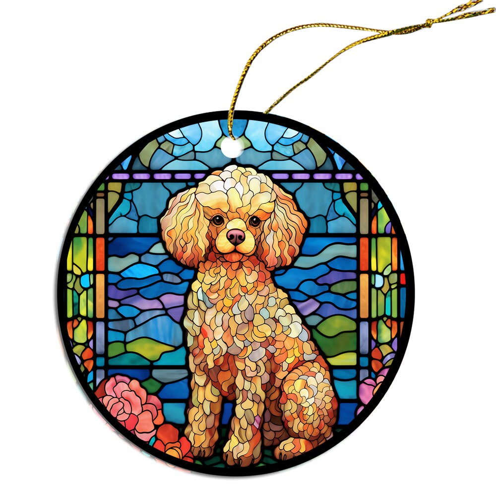 Dog Breed Christmas Ornament Stained Glass Style, 