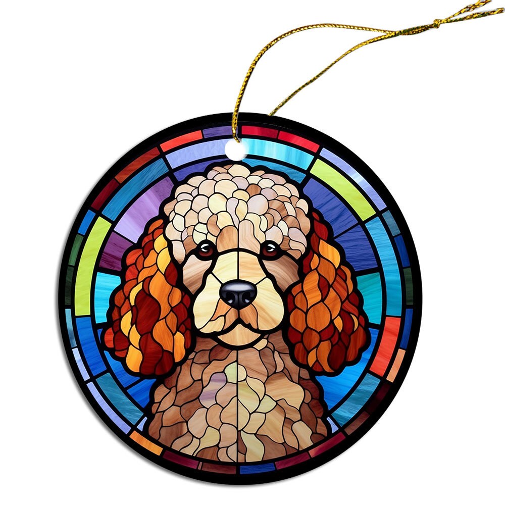 Dog Breed Christmas Ornament Stained Glass Style, 