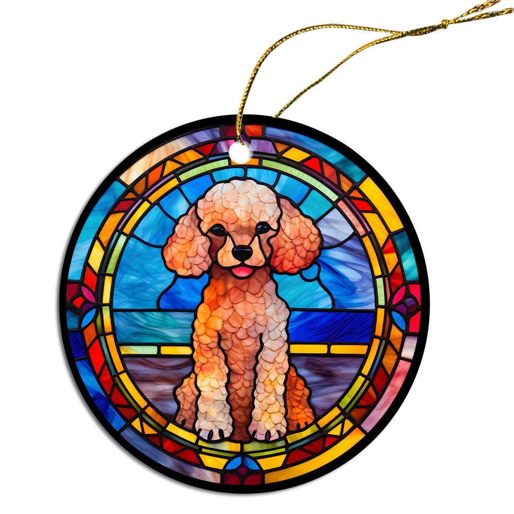 Dog Breed Christmas Ornament Stained Glass Style, 