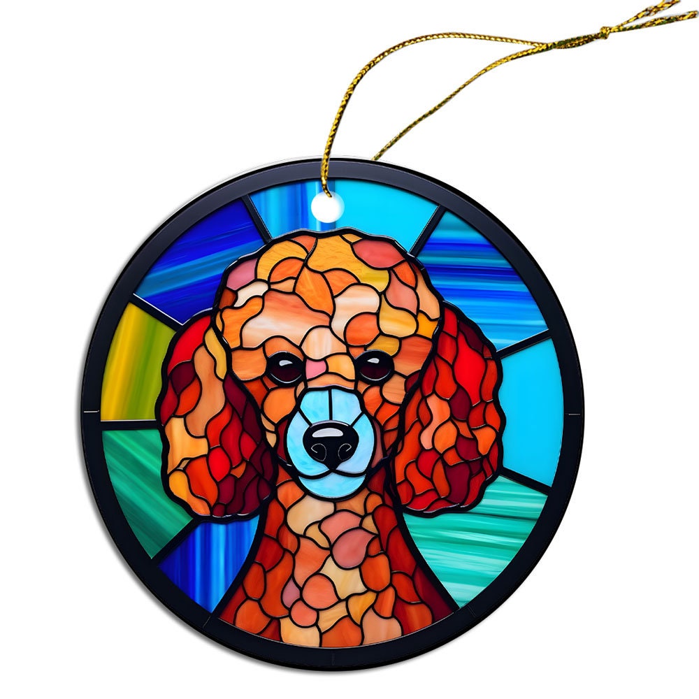 Dog Breed Christmas Ornament Stained Glass Style, 