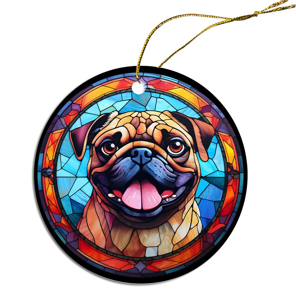 Dog Breed Christmas Ornament Stained Glass Style, 