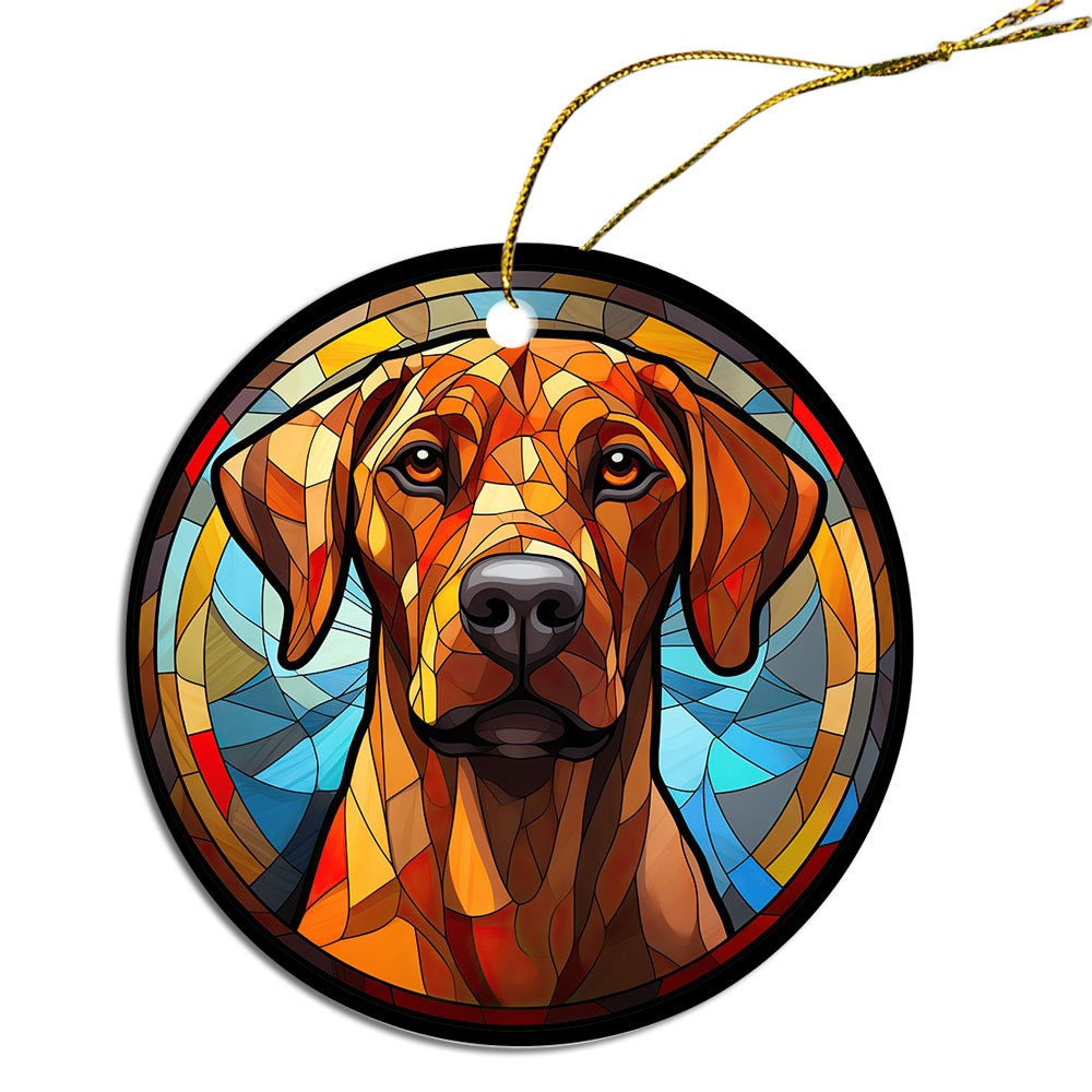 Dog Breed Christmas Ornament Stained Glass Style, 