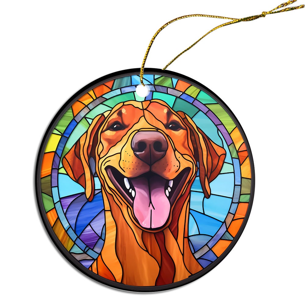 Dog Breed Christmas Ornament Stained Glass Style, 