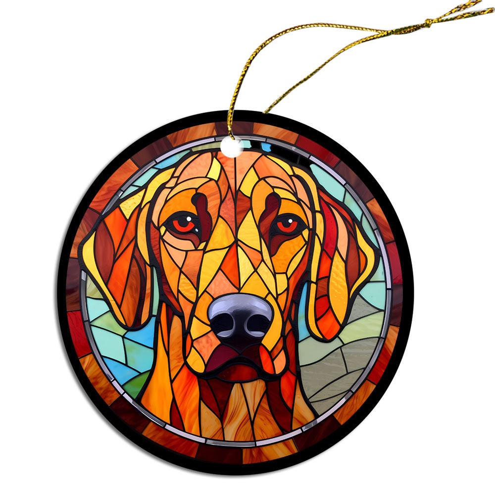 Dog Breed Christmas Ornament Stained Glass Style, 