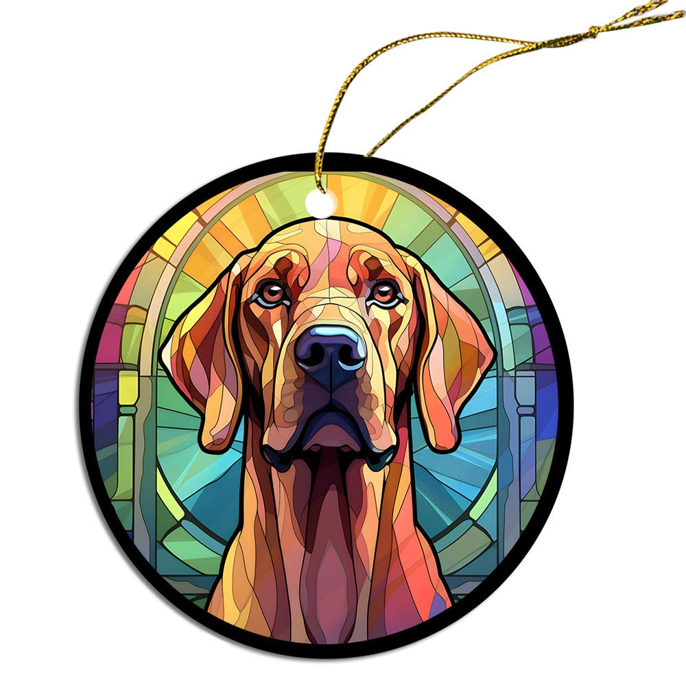 Dog Breed Christmas Ornament Stained Glass Style, 