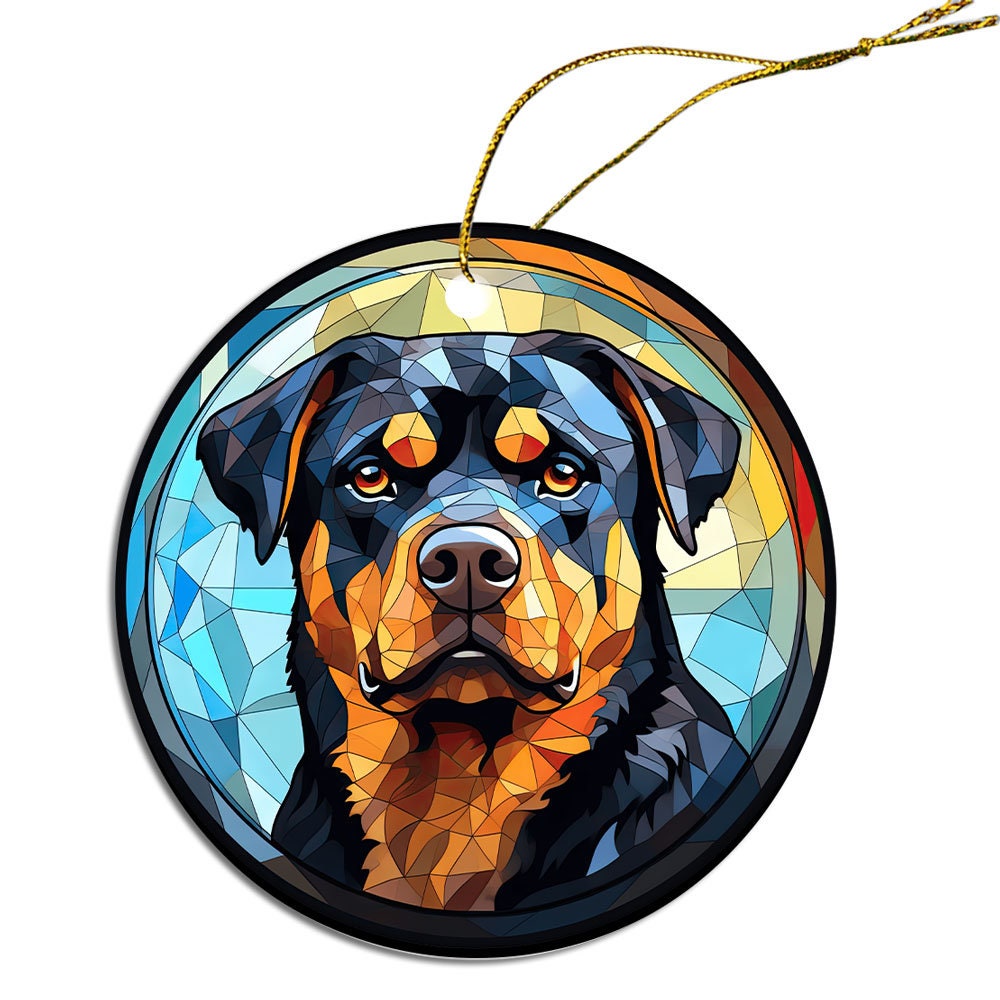 Dog Breed Christmas Ornament Stained Glass Style, 