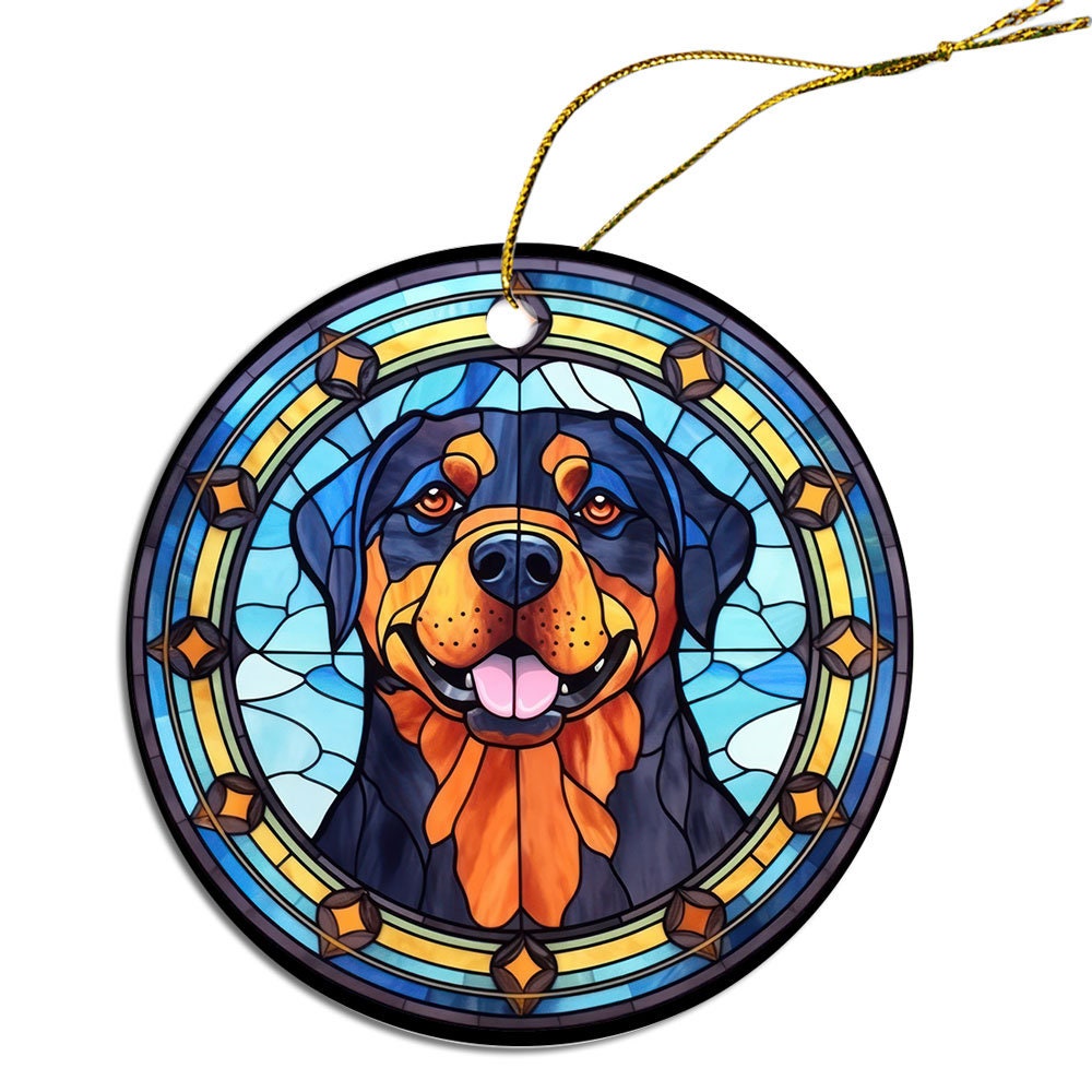 Dog Breed Christmas Ornament Stained Glass Style, 