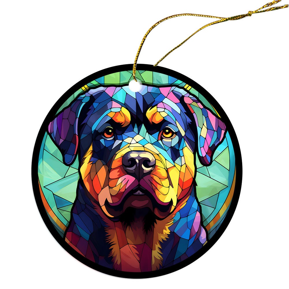 Dog Breed Christmas Ornament Stained Glass Style, 