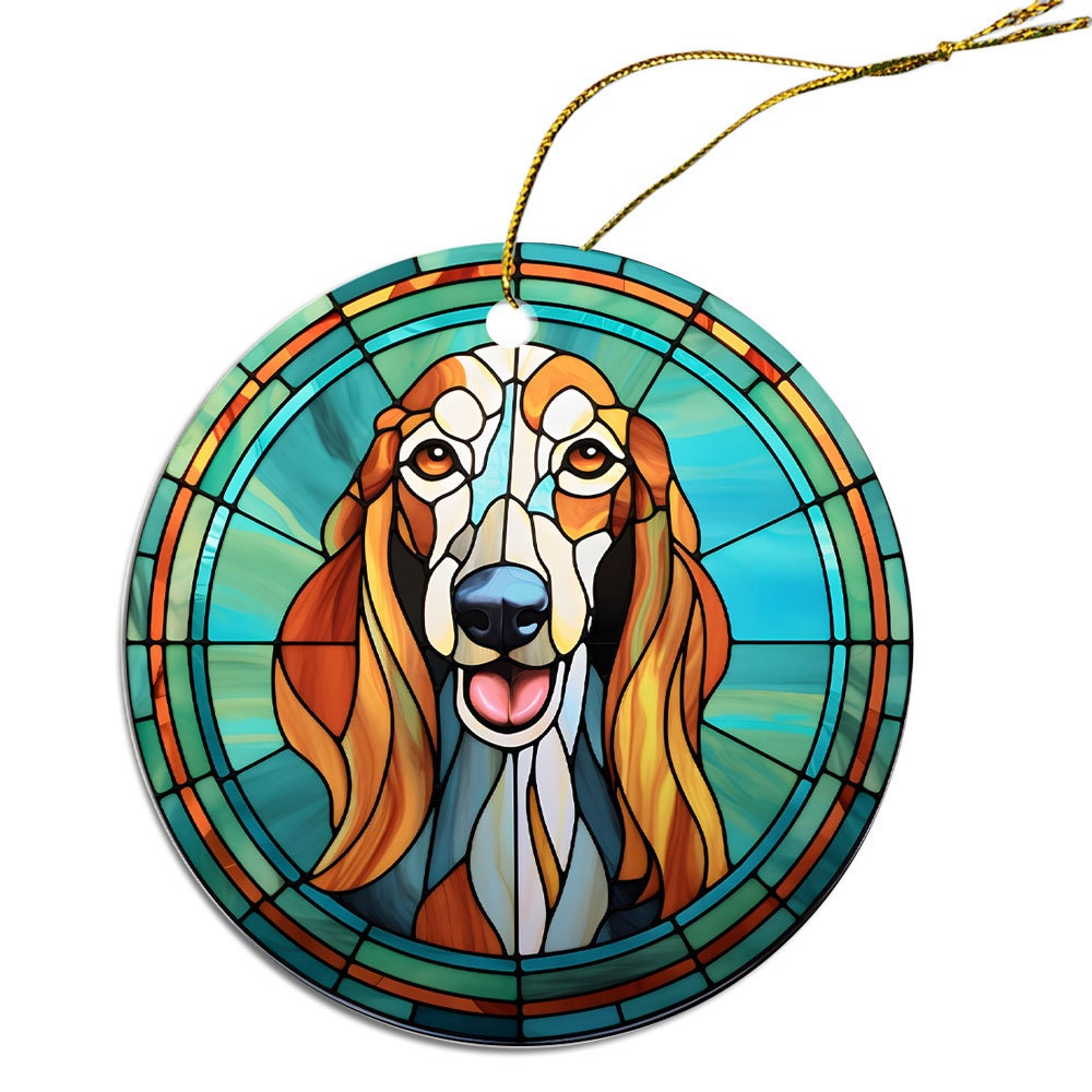 Dog Breed Christmas Ornament Stained Glass Style, 