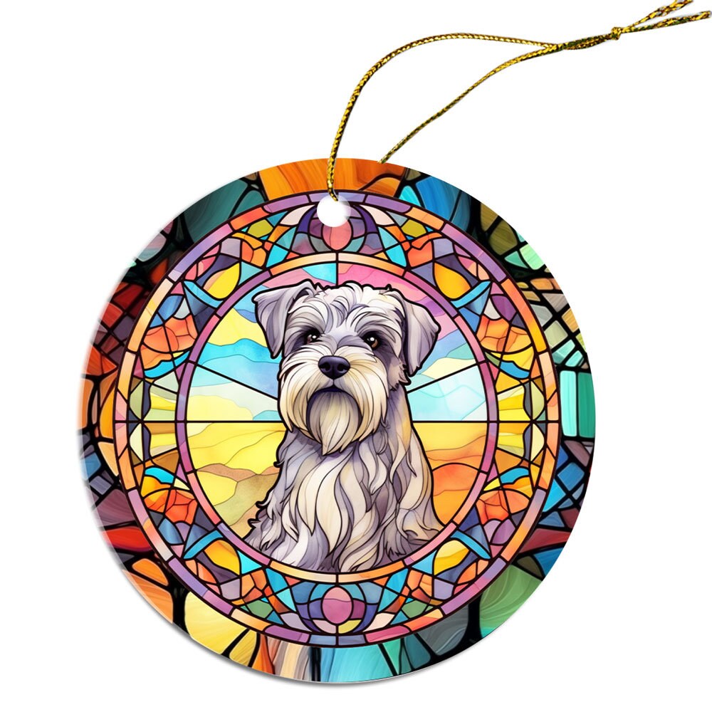 Dog Breed Christmas Ornament Stained Glass Style, 