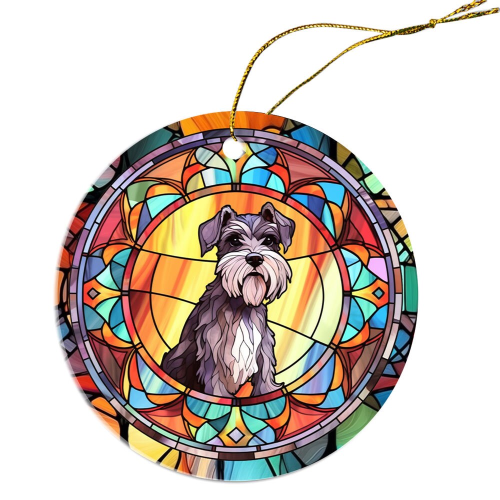 Dog Breed Christmas Ornament Stained Glass Style, 