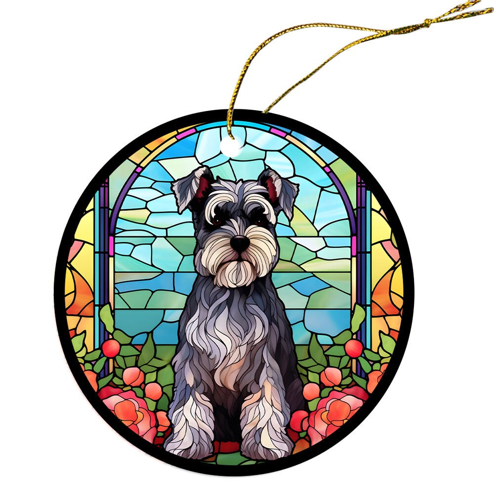 Dog Breed Christmas Ornament Stained Glass Style, 