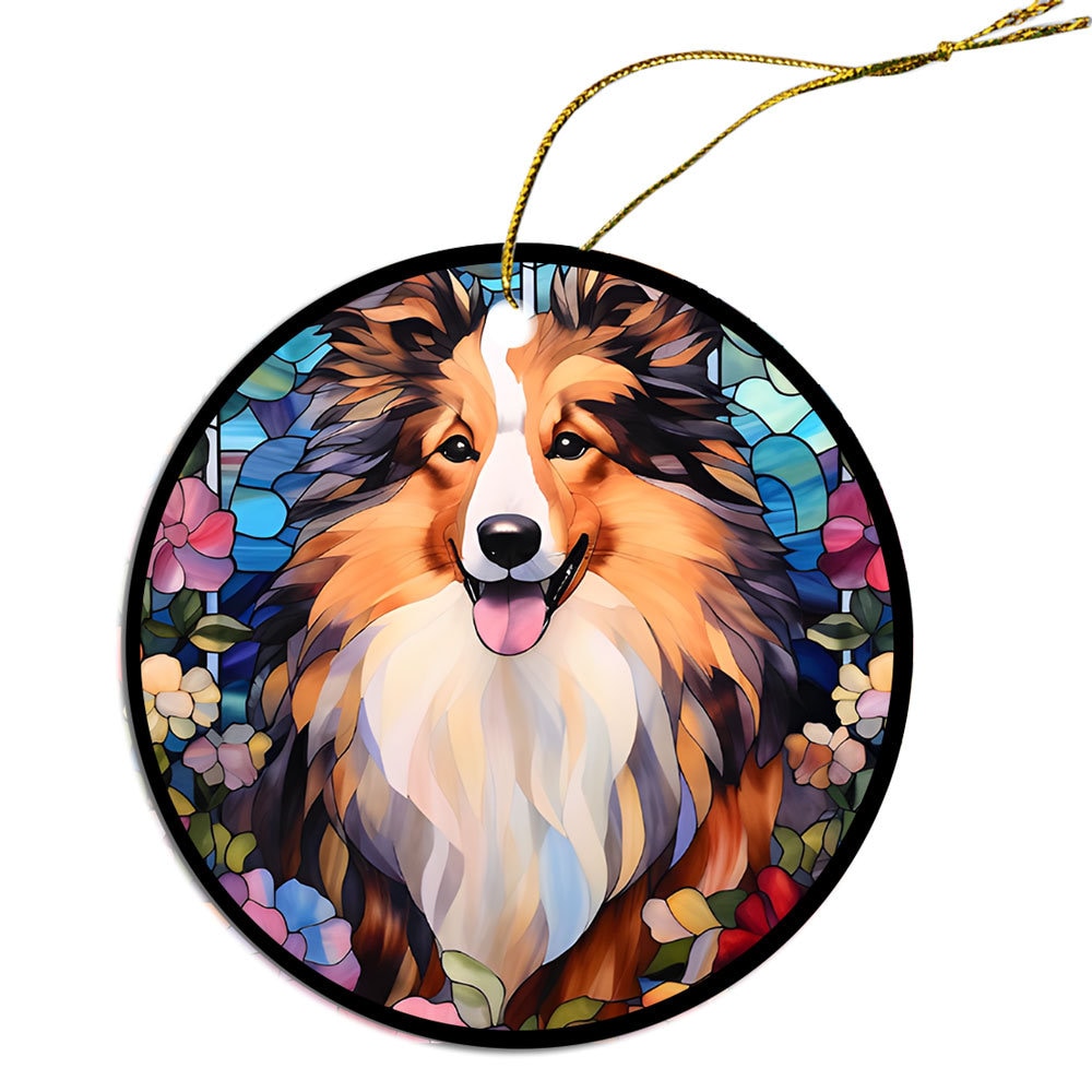 Dog Breed Christmas Ornament Stained Glass Style, 