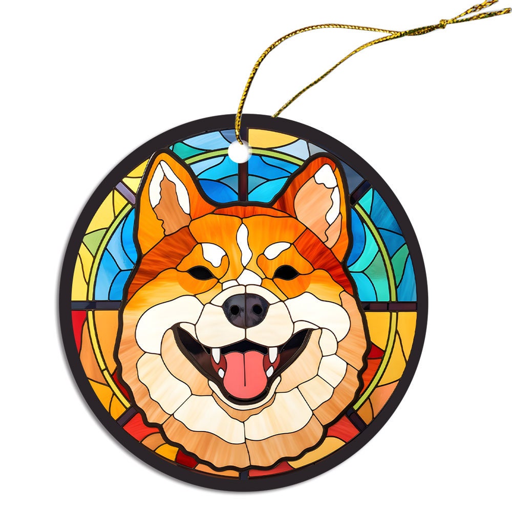 Dog Breed Christmas Ornament Stained Glass Style, 