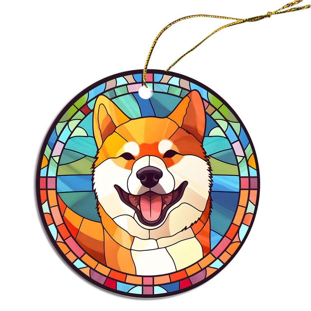 Dog Breed Christmas Ornament Stained Glass Style, 