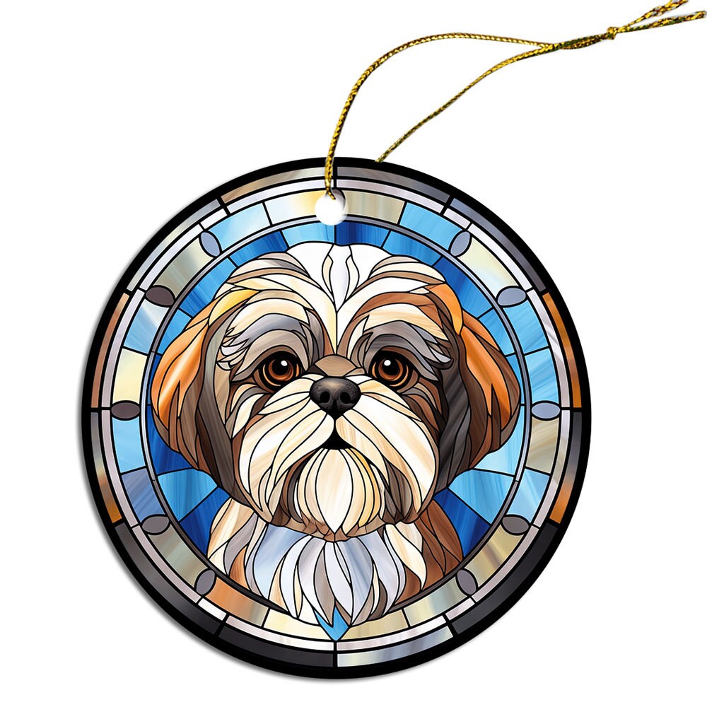 Dog Breed Christmas Ornament Stained Glass Style, 