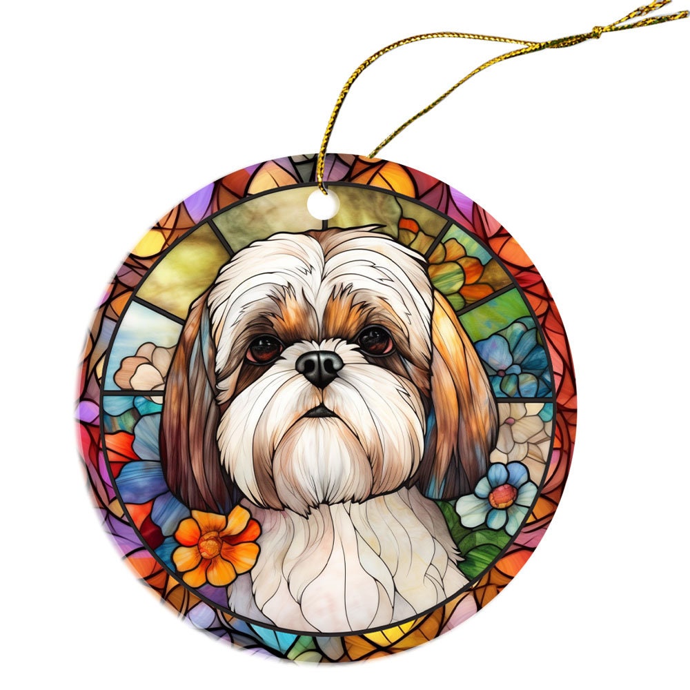 Dog Breed Christmas Ornament Stained Glass Style, 