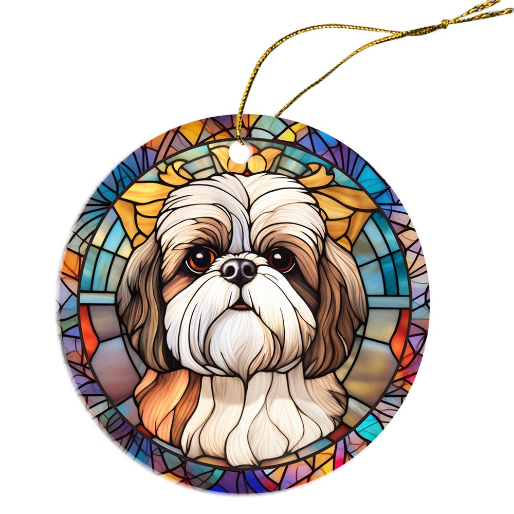 Dog Breed Christmas Ornament Stained Glass Style, 