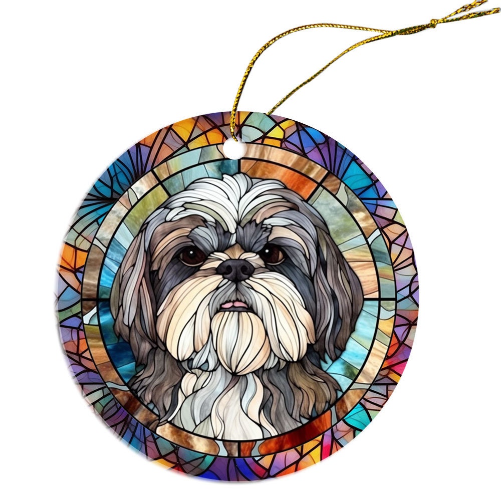 Dog Breed Christmas Ornament Stained Glass Style, 