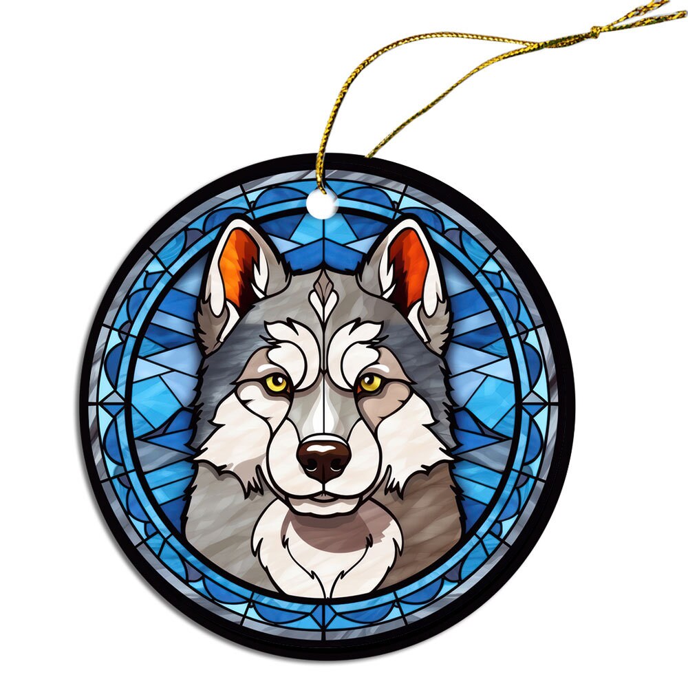 Dog Breed Christmas Ornament Stained Glass Style, 