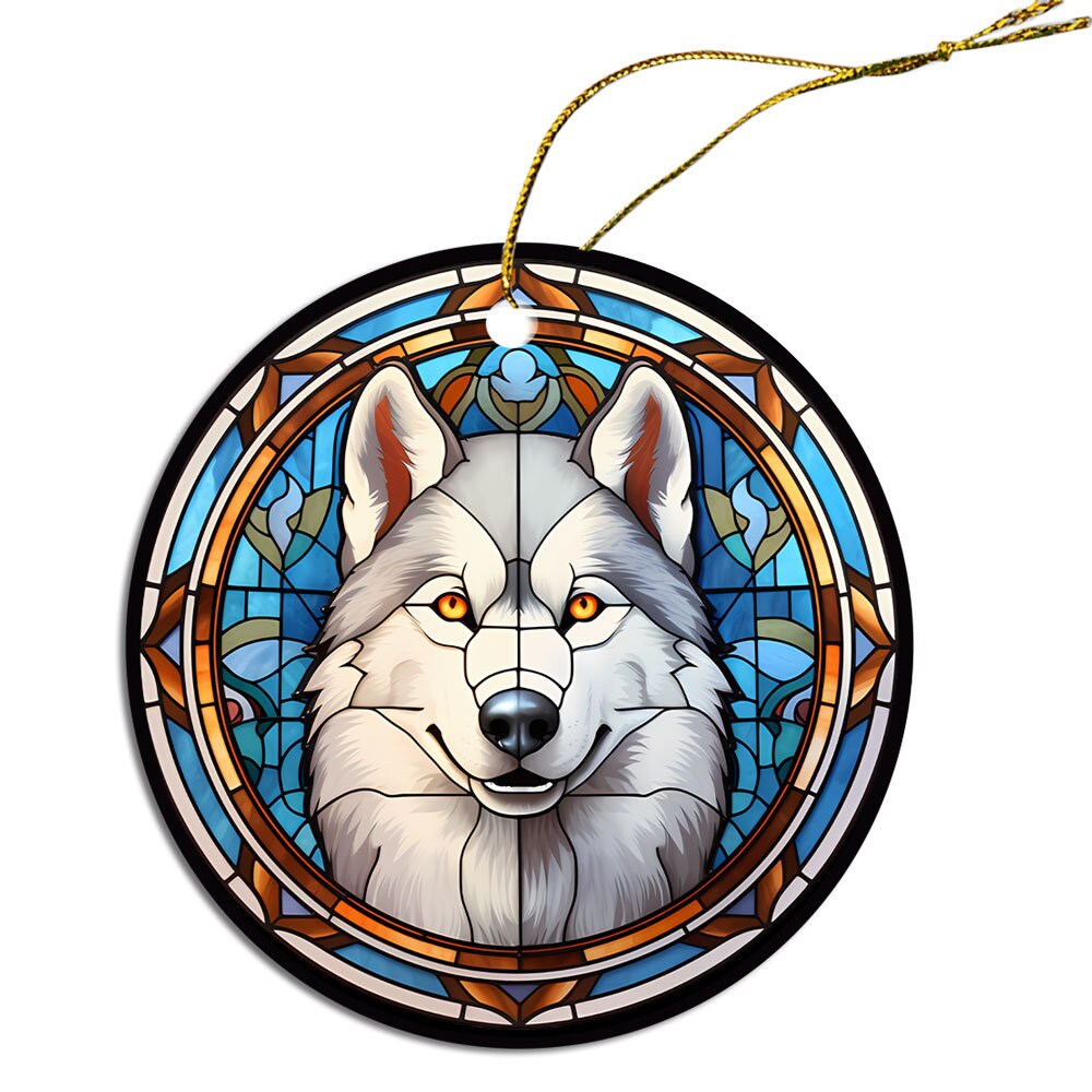 Dog Breed Christmas Ornament Stained Glass Style, 