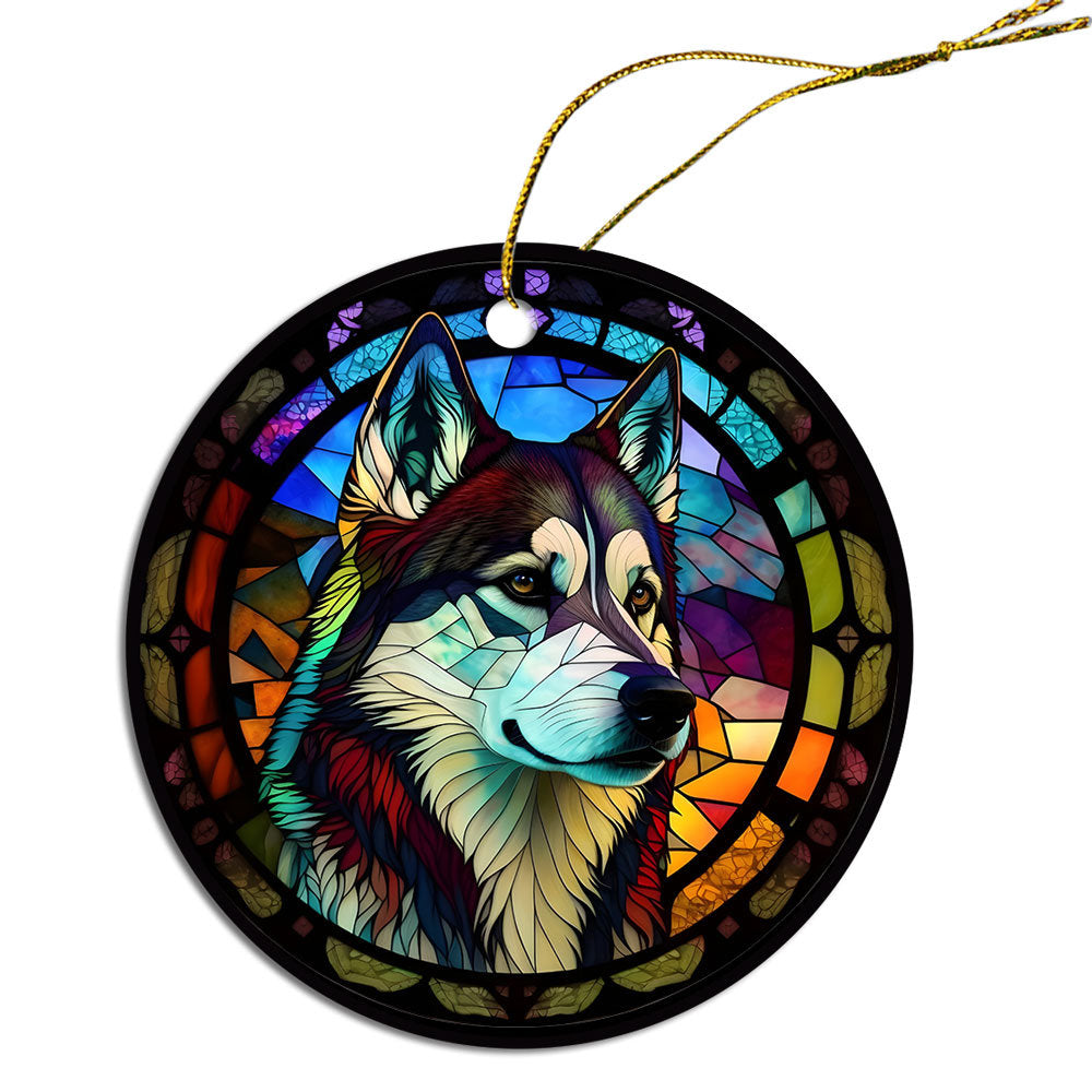 Dog Breed Christmas Ornament Stained Glass Style, 