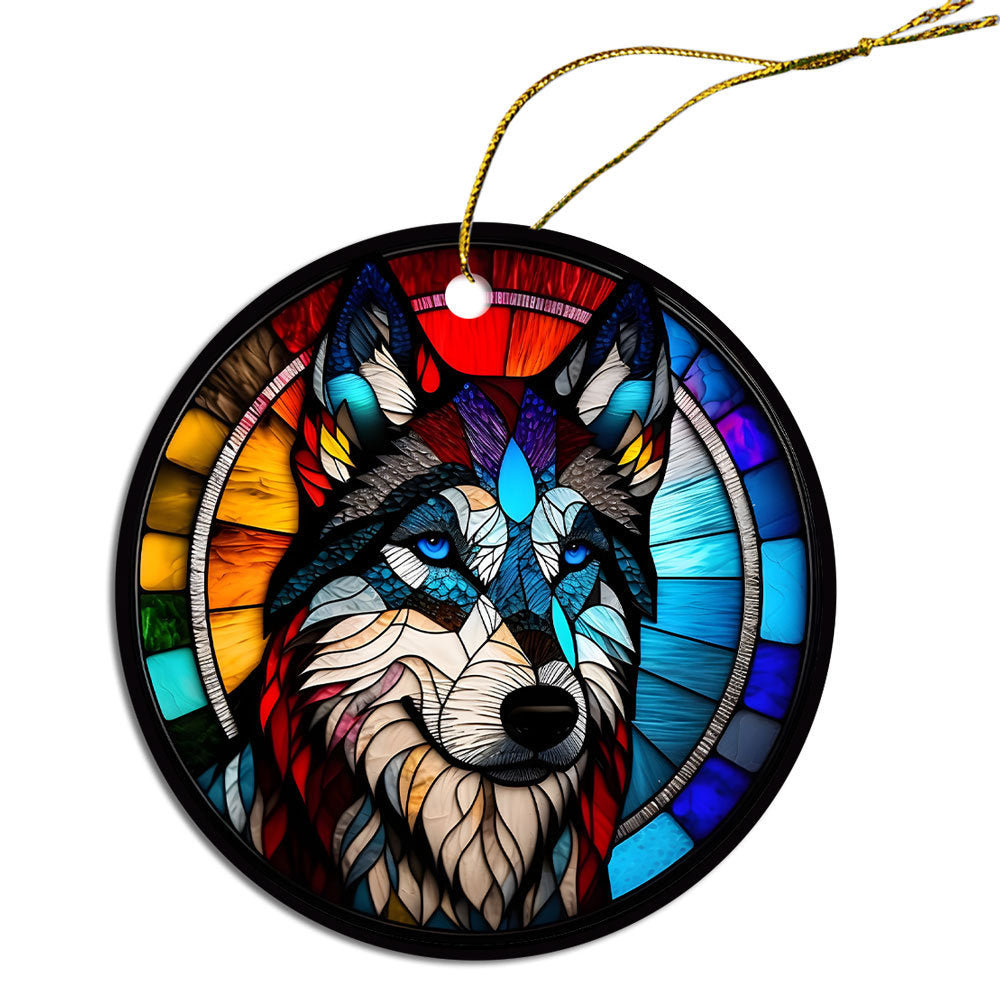 Dog Breed Christmas Ornament Stained Glass Style, 