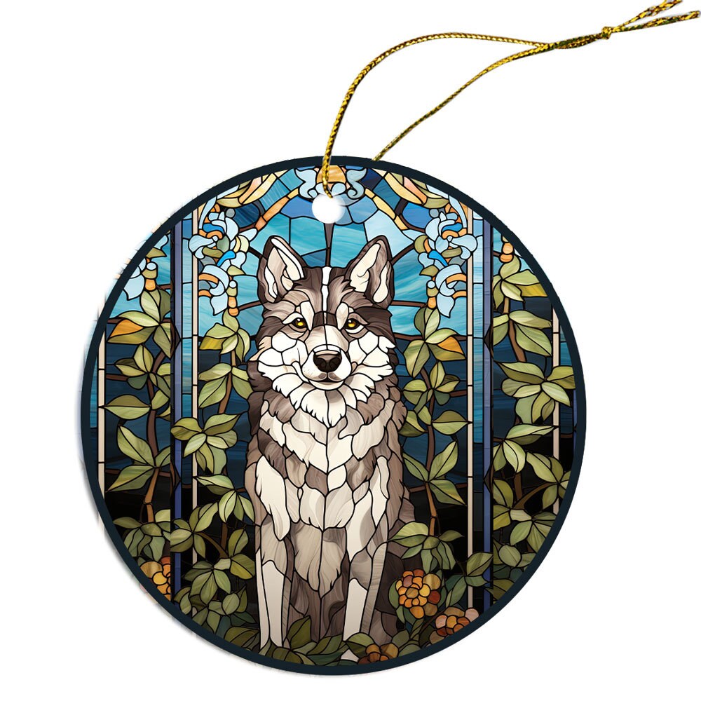 Dog Breed Christmas Ornament Stained Glass Style, 