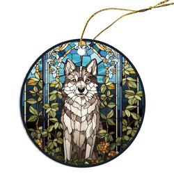 Dog Breed Christmas Ornament Stained Glass Style, "Siberian Husky"